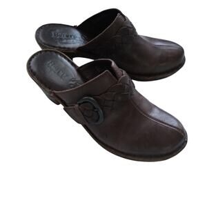 Born Emme Mule Brown Leather Heel Slide Clog Shoe D47006 Casual Comfort Size 8